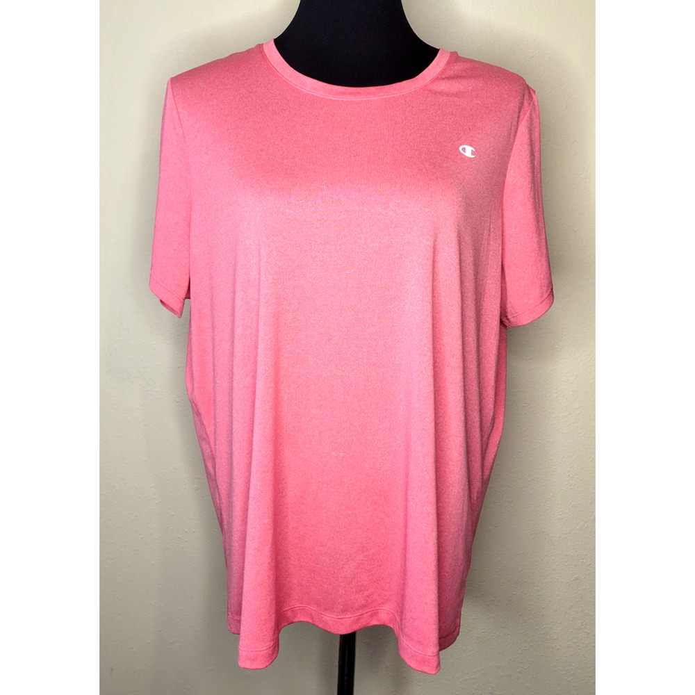 Champion Women’s 2X Activewear T‑Shirt Coral Pink Short Sleeve Crew Neck Tee Top
